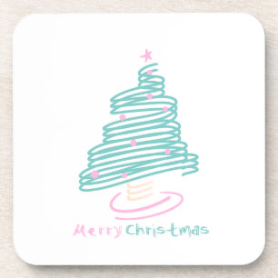 Cute Kerstboom Roze Groen Draaierig  Bier Onderzetter