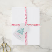 Cute Kerstboom Roze Teal  Cadeautags Cadeaulabel (Met Touw)