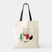 Cute kerstboomkat tote bag (Achterkant)