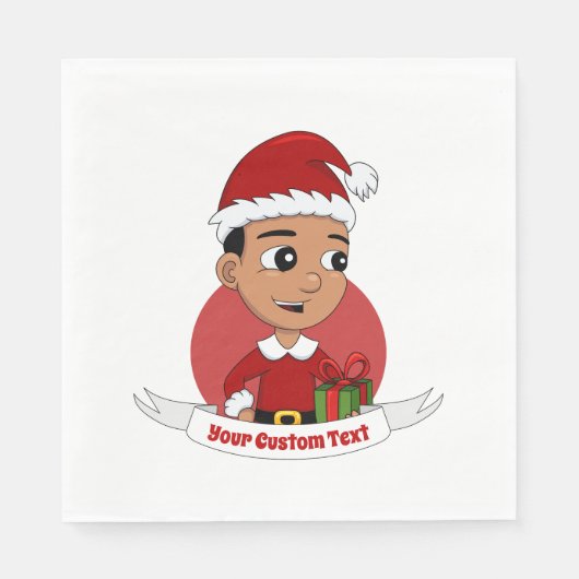 Cute Kerstboy cartoon Napkins Servet (Voorkant)