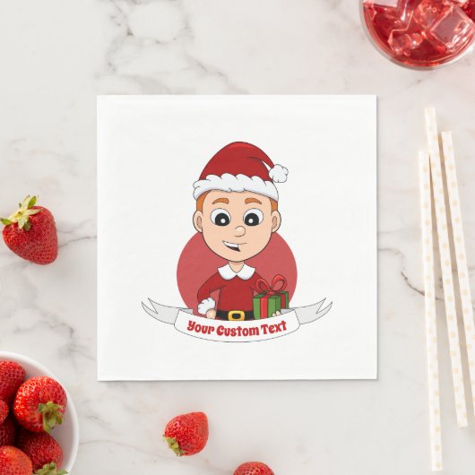 Cute Kerstboy cartoon Napkins Servet (Insitu)