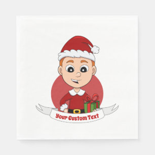 Cute Kerstboy cartoon Napkins Servet