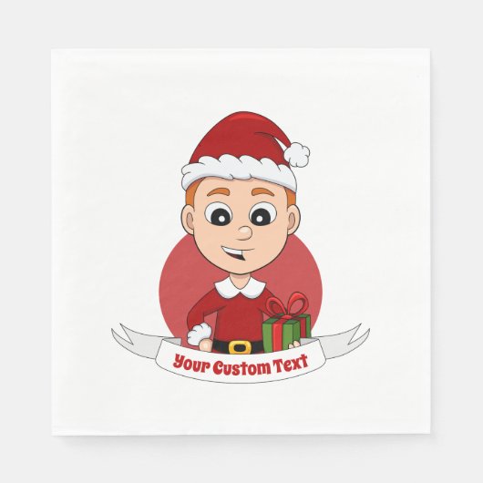 Cute Kerstboy cartoon Napkins Servet (Voorkant)