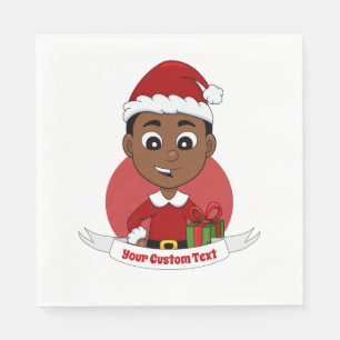 Cute Kerstboy cartoon Napkins Servet