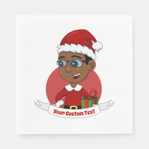 Cute Kerstboy cartoon Napkins Servet