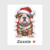 Cute Kerstbulldog Sticker (Vel)