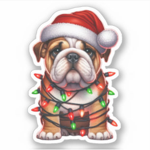 Cute Kerstbulldog Sticker
