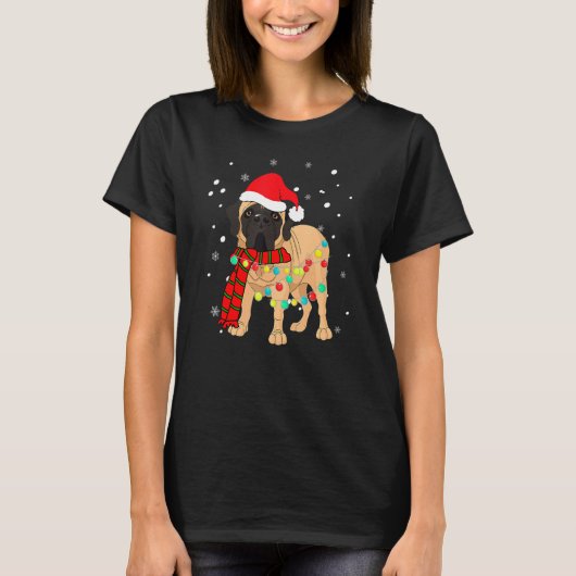 Cute Kerstbullmastiff Dog licht grappig T-shirt (Voorkant)