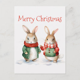 Cute KerstBunnies Briefkaart