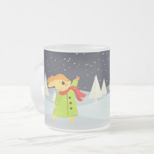 Cute KerstBunny en Deer Cute Matglas Koffiemok (Voorkant links)