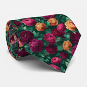 Cute Kerstcadeau voor mannen Ranunculus bloemstuk Stropdas (Opgerold)