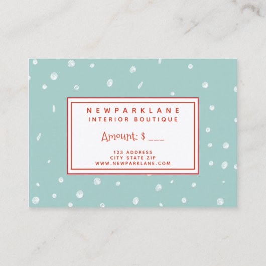 Cute kerstcadeaubon visitekaartje (Achterkant)