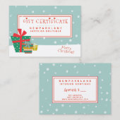 Cute kerstcadeaubon visitekaartje (Voorkant / Achterkant)