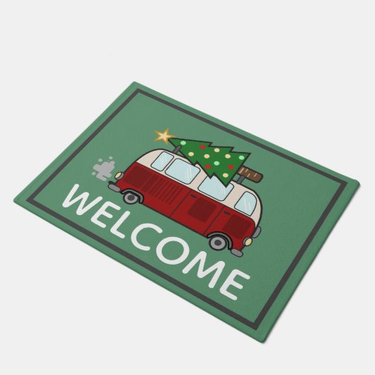 Cute Kerstcamper Welkom Deurmat (Schuin)