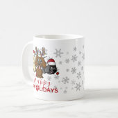 Cute Kerstcartoon Dogs Santa Hat Lights Koffiemok (Voorkant links)