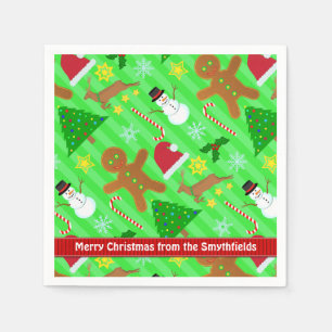 Cute Kerstcollage Holiday Patroon Servet