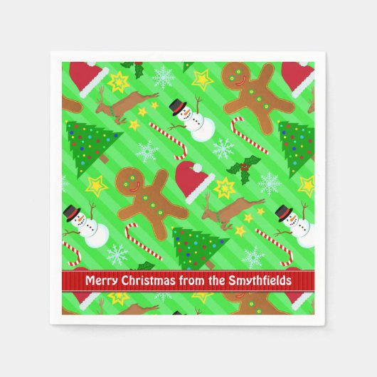 Cute Kerstcollage Holiday Patroon Servet (Voorkant)