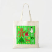 Cute Kerstcollage Holiday Patroon Tote Bag (Voorkant)