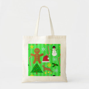 Cute Kerstcollage Holiday Patroon Tote Bag