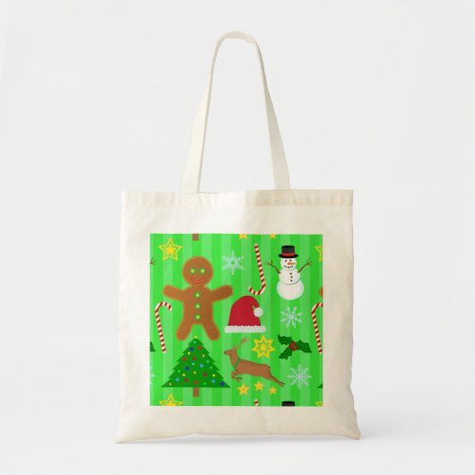 Cute Kerstcollage Holiday Patroon Tote Bag (Voorkant)