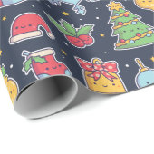 Cute Kerstdecorations Doodles Pattern Cadeaupapier (Rol Hoek)