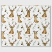 Cute Kerstdeer Pattern Cadeaupapier (Vlak)