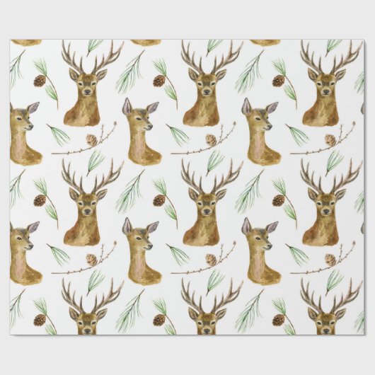 Cute Kerstdeer Pattern Cadeaupapier (Vlak)