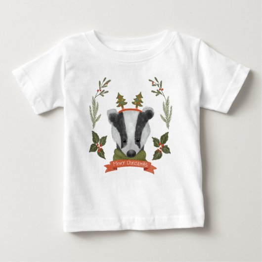 Cute Kerstdessger Portrait Baby T-Shirt (Voorkant)