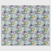 Cute Kerstdinosaur Cadeaupapier (Vlak)