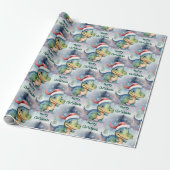 Cute Kerstdinosaur Cadeaupapier (Uitgerold)
