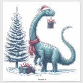 Cute Kerstdinosaur Sticker (Vel)