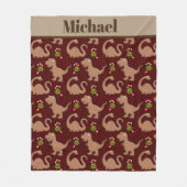 Cute Kerstdinosaur voegt naamdeken toe Fleece Deken (Voorkant)