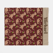 Cute Kerstdinosaur voegt naamdeken toe Fleece Deken (Voorkant (Horizontaal))