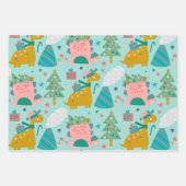 Cute Kerstdinosaurus Pattern Inpakpapier Vel (Voorkant 3)