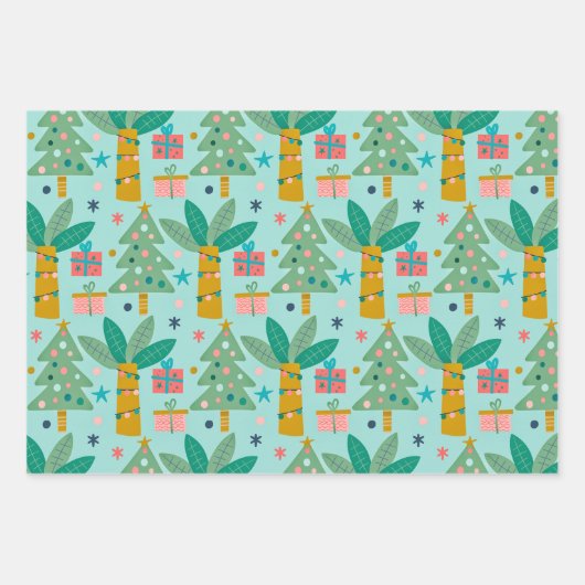 Cute Kerstdinosaurus Pattern Inpakpapier Vel (Voorkant 2)