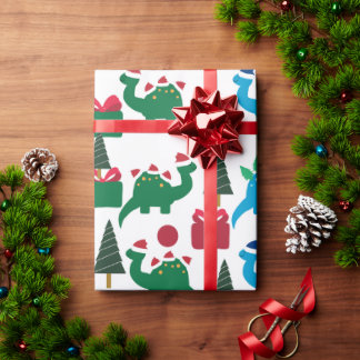 Cute Kerstdinosaurussen Cadeaupapier