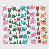 Cute Kerstdinosaurussen Cadeaupapier (Vlak)