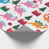 Cute Kerstdinosaurussen Cadeaupapier (Hoek)