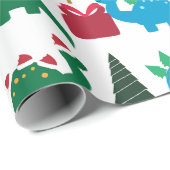 Cute Kerstdinosaurussen Cadeaupapier (Rol Hoek)