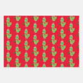 Cute Kerstdinosaurussen Inpakpapier Vel (Voorkant 2)