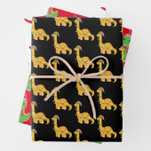 Cute Kerstdinosaurussen Inpakpapier Vel (In situ)