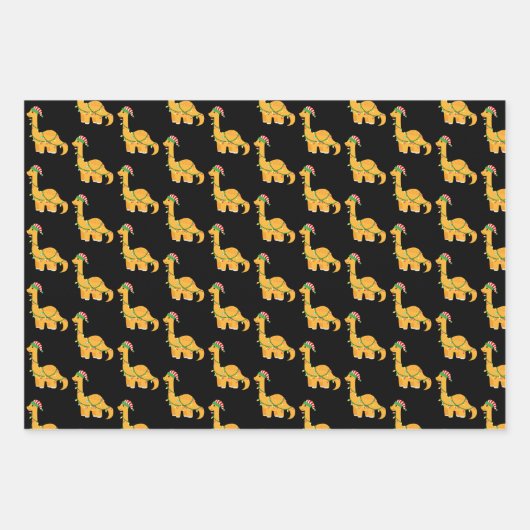 Cute Kerstdinosaurussen Inpakpapier Vel (Voorkant)