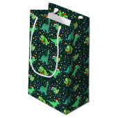 Cute Kerstdinosaurussen Klein Cadeauzakje (Achterkant Gekanteld)