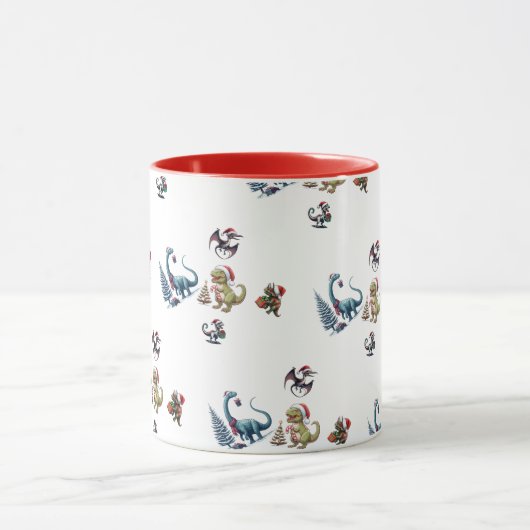 Cute Kerstdinosaurussen Mok (Midden)