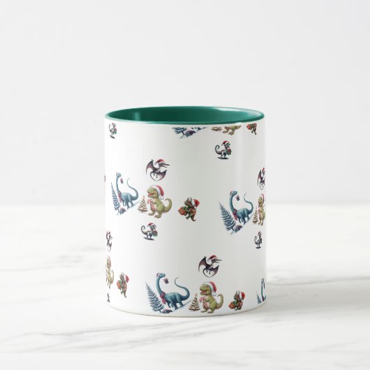 Cute Kerstdinosaurussen Mok (Midden)