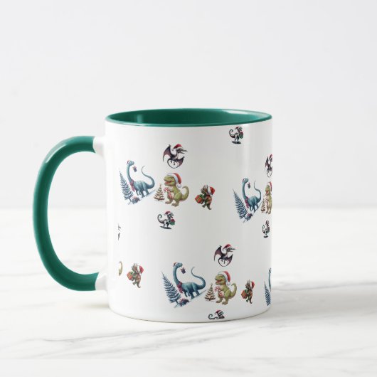 Cute Kerstdinosaurussen Mok (Links)