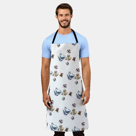 Cute Kerstdinosaurussen Schort (Gedragen)