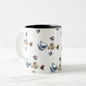 Cute Kerstdinosaurussen Tweekleurige Koffiemok (Voorkant links)