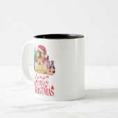 Cute kerstdog tweekleurige koffiemok (Voorkant links)