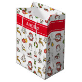 Cute Kerstdoodles Medium Cadeauzakje (Voorkant Gekanteld)